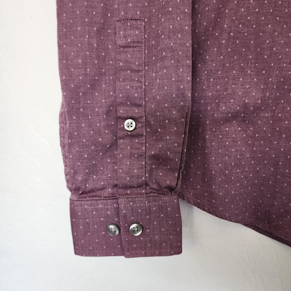 Michael Kors Slim Fit Dress Shirt Men's 15 34/35 Burgundy Dot Button Up NWT - Picture 3 of 8